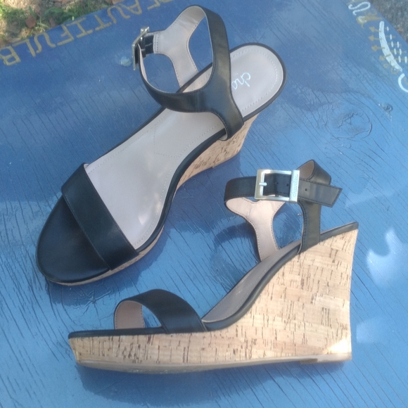 Charles David sz 9 cork wedge black sandals - Picture 5 of 5